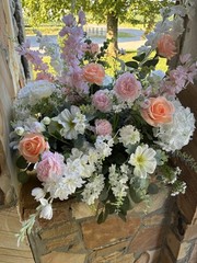Beautiful Wedding Flowers Two Large Whiskey Barrel Flowers Two Large Arbor Swags