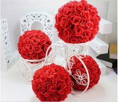 Red Rose Flower Ball Pomander Wedding decoratin Ball Kissing Ball 11-12 inches