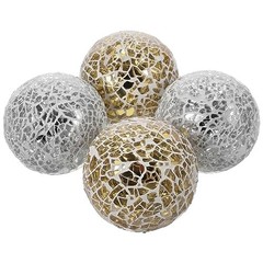 Mosaic Decorative Balls 4 Pcs Decorative Balls 2.4 2 Pcs Gold and 2 Pcs Silver