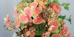 Peach Orchid Garden Flower Faux Wedding Bouquet
