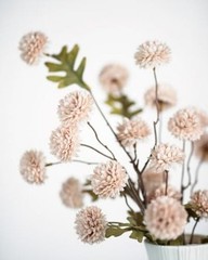 Artificial Flowers Faux Silk Pompon Mum,Silk Small Mini 6pcs Beige