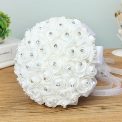 Wedding Bride Hand Tied Artificial Bouquet Rose Festival Bar Party Crystal Decor