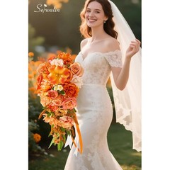 Silk Flower Bouquet Wedding Elegant Bridal & Bridesmaid Arrangement Faux Roses
