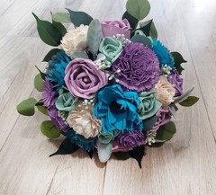 Turquoise & Lavender Bridal Bouquet Sola Wood Bridesmaid Flowers Sage Eucalyptus