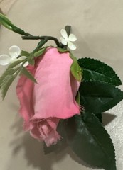 Silk Boutonnière Made With A Single Rose In Shades of Pink. Prom Or Formal