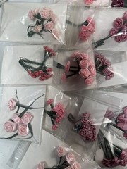 Vintage Craft Bulk Lot Satin Ribbon Roses Wire Stem Roses Assorted Size Colors
