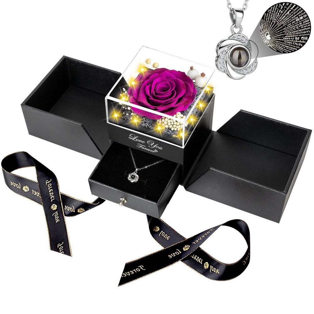 Preserved Purple Real Rose-Eternal Flowers Rose Gifts for Mom
