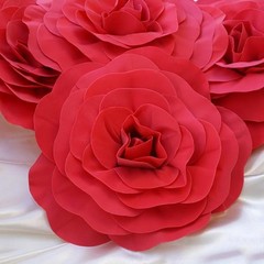 8 pcs 16″ Red Artificial Large Roses Flowers Wall Backdrop Party Wedding