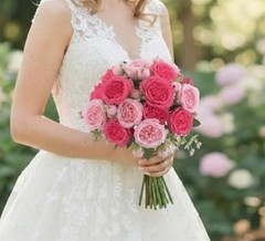 Artificial Peony Silk Flower Bouquet, Small Fake Pink Flowers Spring Mixed Pink