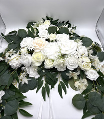 Artificial Arch Flowers Kit, 2Pcs Artificial Flower Arch Decor 2 Drapes Ivory