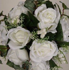 Pomander 8″ Hanging Bouquet Silk Wedding Kissing Ball Flowers #32 White
