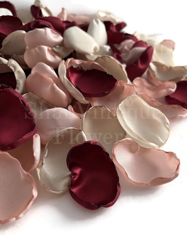 Wine, Blush, Ivory, Champagne Handmade Flower Petals Mix Of 50 Petals.
