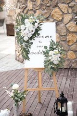 Faux Flower Wedding Arch Set of 2 – Welcome Sign & Ceremony Backdrop Decor