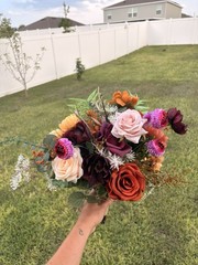 Artificial Wedding Flower Bouquet Bunch, Rose & Eucalyptus, Rustic Ranch Twine