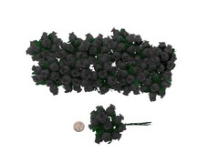 144 Miniature Poly Rose Silk Favor Flower Pick Wedding Shower – Black Green