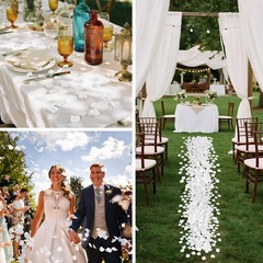 Silk Rose Petals 1000pcs, Fake Flower Decor, Anniversary Backdrop, White