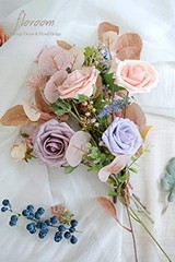 Artificial Flowers 25pcs Real Looking Blush Foam Fake Roses with Stems for