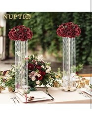Nuptio Flower Wedding Centrepieces for Tables: 2 Pcs Burgundy Artificial Flower