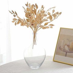 4 GOLD Metallic Artificial Italian Ruscus Leaves Branches Party Events