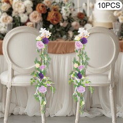 10 PCS Modern Wedding Chair Decorations, Wedding Aisle Floral Artificial Flowers