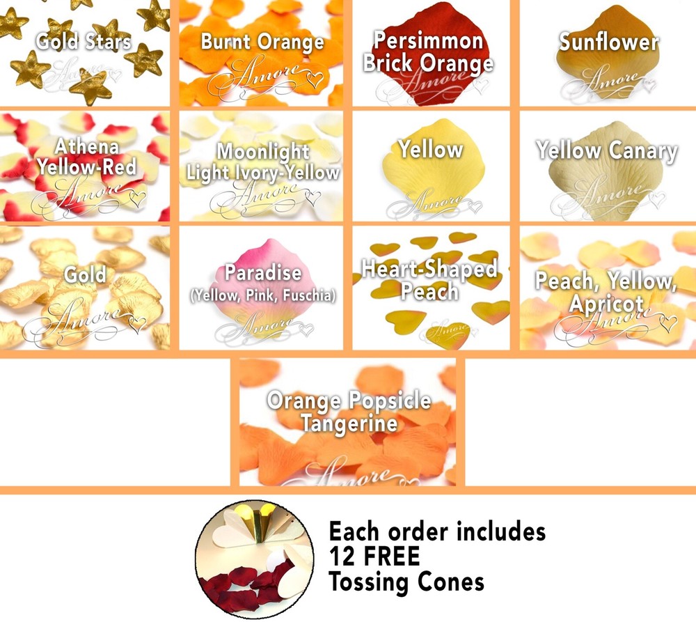 Silk Rose Petals 400 Yellow Orange