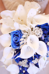 Royal Blue Calla Lily Bridal Bouquet – Elegant Artificial Wedding Flowers