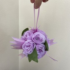 Set Of 6 Light Purple Artificial Flower Ball Hanging Decoration