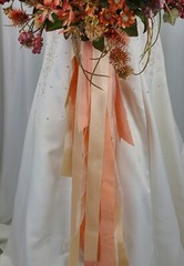 Dusty Autumn Ribbons and Rose Faux Silk Bridal Bouquet