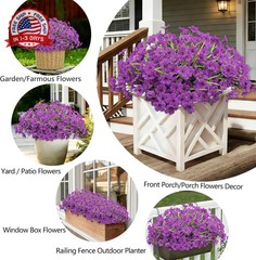 20 Bundles Artificial Flowers for Outdoors, UV Resistant Fake Realistic Flowers