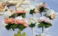 Wedding bouquet- set peach blush Ivory flowers 20 pieces
