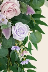 Purple Wedding Arch Flowers Kit (Pack of 3) with 26Ft White Arch Draping Fabric