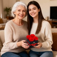 Forever Flowers Roses in A Box,Real Preserved Flowers,Preserved 4 Roses, Red