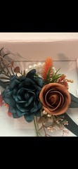 Teal Rust Orange Floral Wrist Corsage Wedding Formal New