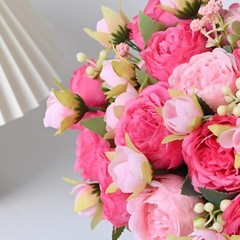 2 Packs Peonies Artificial Flowers, Mixed Pink Artificial Peonies, Silk Peonies