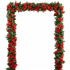 5Pcs Flower Garland Artificial Rose Vine Garland Artificial Red and Greenery