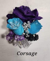 Purple Black Teal Silver Rose Calla Lily Bridal Wedding Bouquet Accessories