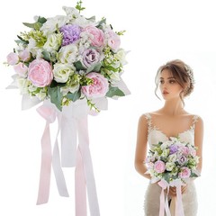 Wedding Bouquets for Bride with Silk Ribbon Photo Props Elegant Handmade Wedding