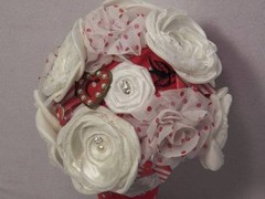Custom OOAK Red White PinUp Rockabilly Wedding Bridal Bouquet Flowers Polka Dot