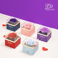 ASELFAD Preserved Real Rose with Heart A2_purple Rose_silver Necklace