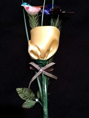 “The Nancy Rose” Unique Artisanal Yellow Satin Fabric Rose.