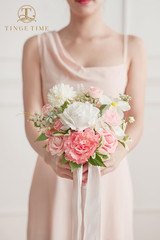 Coralpink Bridesmaid Bouquets Set of 4 – Silk Wedding Flowers Decor