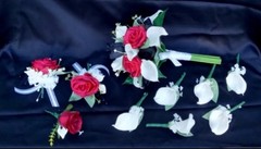 Red Black Roses White Calla Lily Lilies Bridal Bouquets Wedding Flowers 13pc