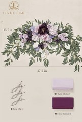 TINGE TIME Artificial Sweetheart Flower Swag with Tablecloth and Table Runner