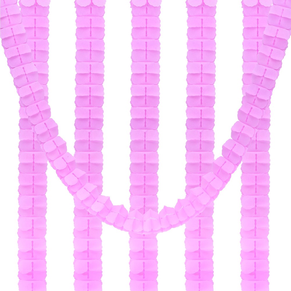 6Pcs 9.8ft Four-Leaf Paper Flower Garland Hanging Streamers, Pink
