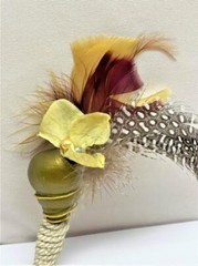 Lot of 3 Beach Wedding Handmade Seashell Feather Groom Shell Boutonniere