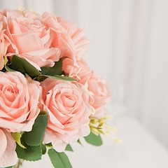 LIGHT BLUSH 2 Bushes 18″ ARTIFICIAL Faux Silk Rose FLOWERS Bouquet Wedding