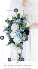 10 Inch Dusty Blue Wedding Bouquets for Bride Artificial Roses Flower Cascading
