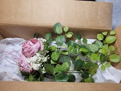 Dusty Pink And White Accent Cascading Bridal Bouquet With Diamond Stud Handle