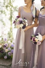 Ling’s Moment Lilac and Gold Bridesmaid Bouquet Set of 4, Lilac Wedding Bouqu…