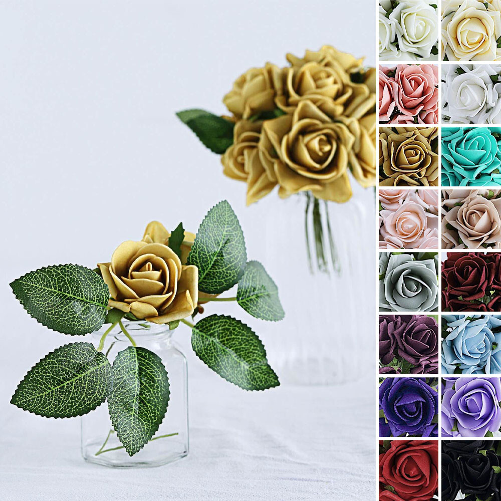 2-Inch Artificial Mini FOAM ROSES FLOWERS Stems Party Wedding DIY Decorations